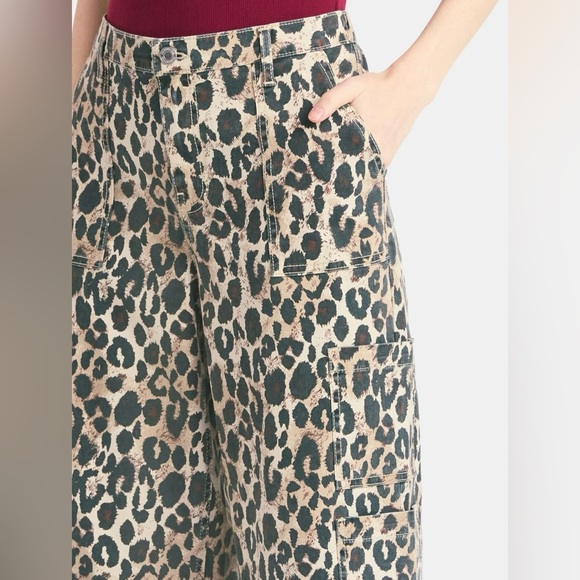 No Boundaries Leopard Animal Print Women's Cargo Wide Leg Pants - XL - Picture 5 of 7